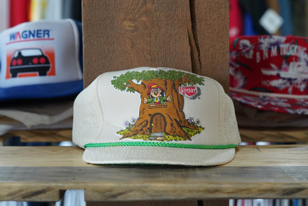 Vintage Keebler Elf Hat SnapBack Cream White Trucker - West Block Vintage