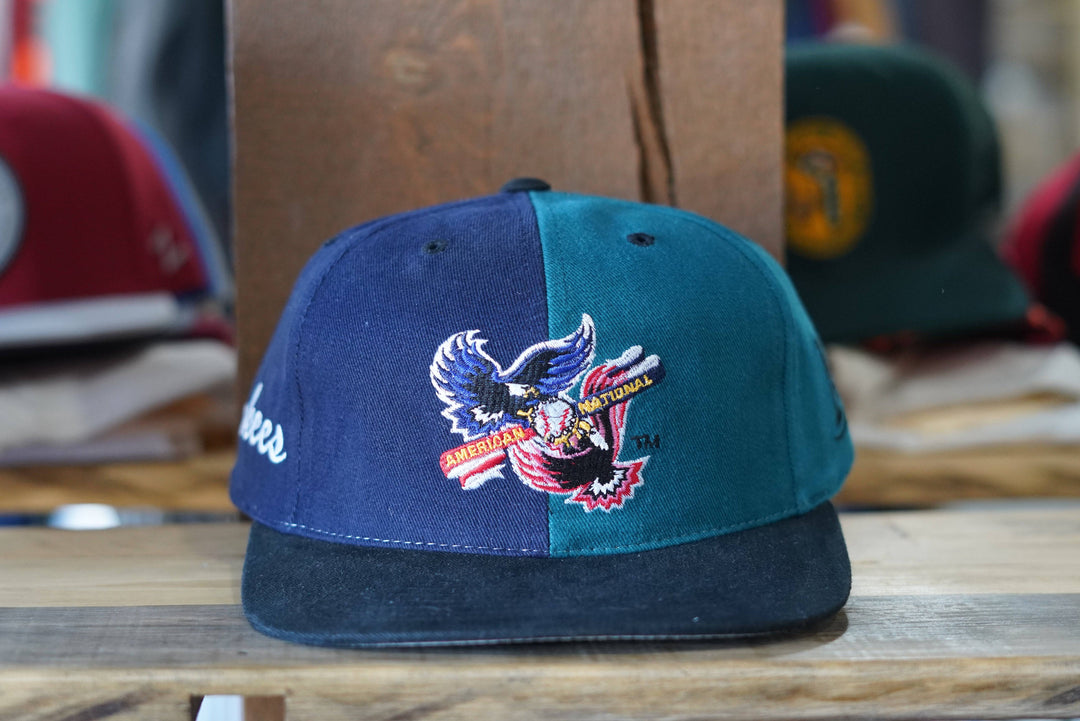 90s Dead-Stock Yankees & Marlins American National Snapback - West Block Vintage