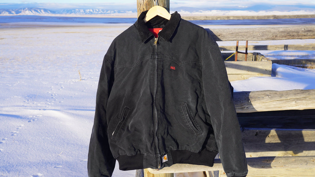 Y2K 2000s Carhartt Black Chore Coat Buck Horn Bar Embroidery "Paul" - West Block Vintage