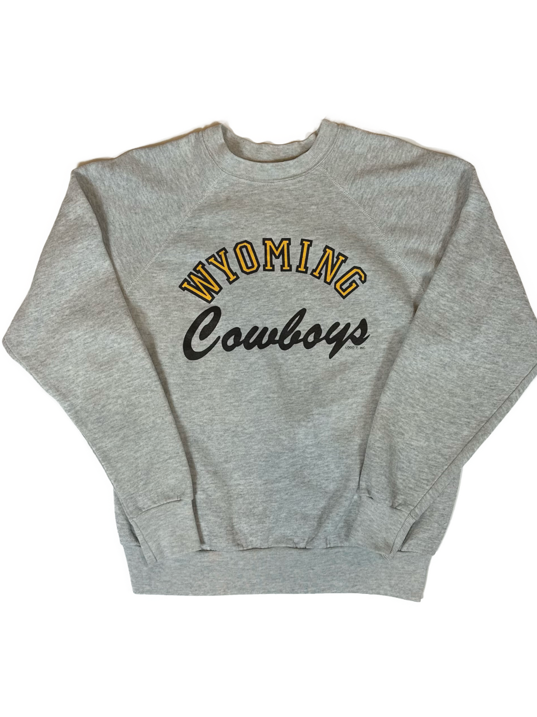 80s Crewneck Sweatshirt - Wyoming Cowboys Spell Out - West Block Vintage