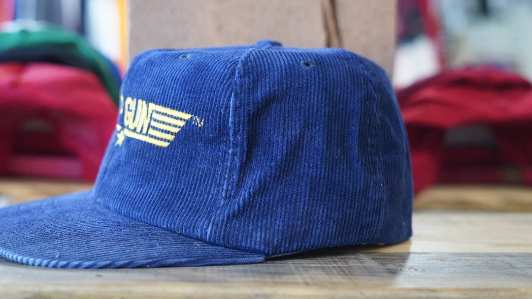 1980s Corduroy Hat - Top Gun Promo Snapback Hat - West Block Vintage
