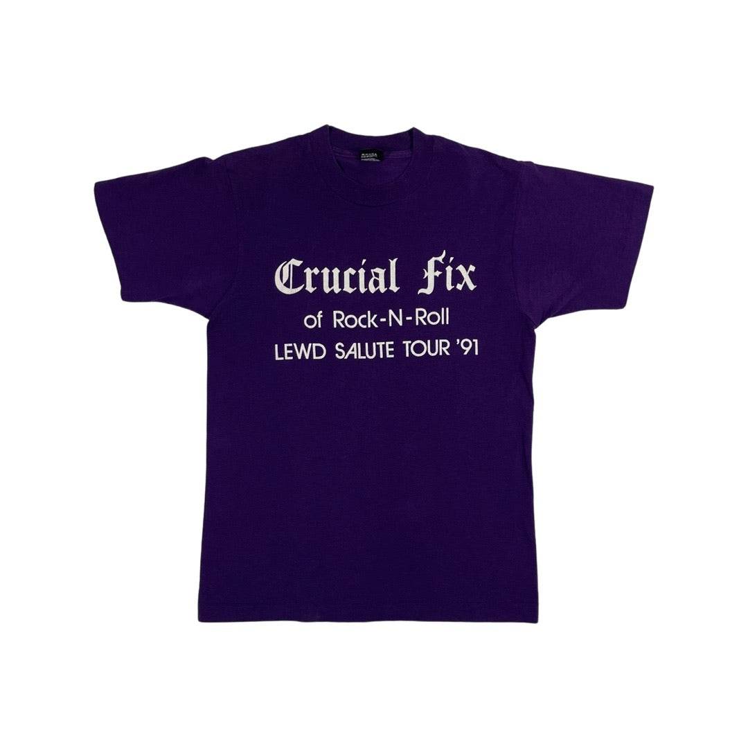 90s Tee Crucial fix Lewd Salute Tour - '91 - West Block Vintage