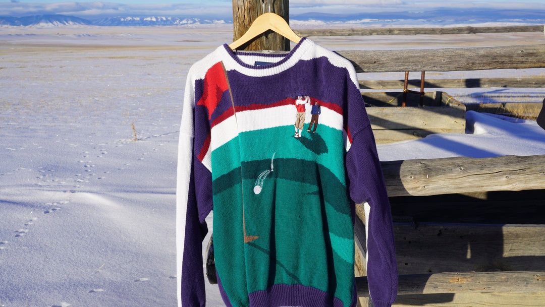 Mid 90s Vintage Par Four Gold Sweater Oversize - West Block Vintage