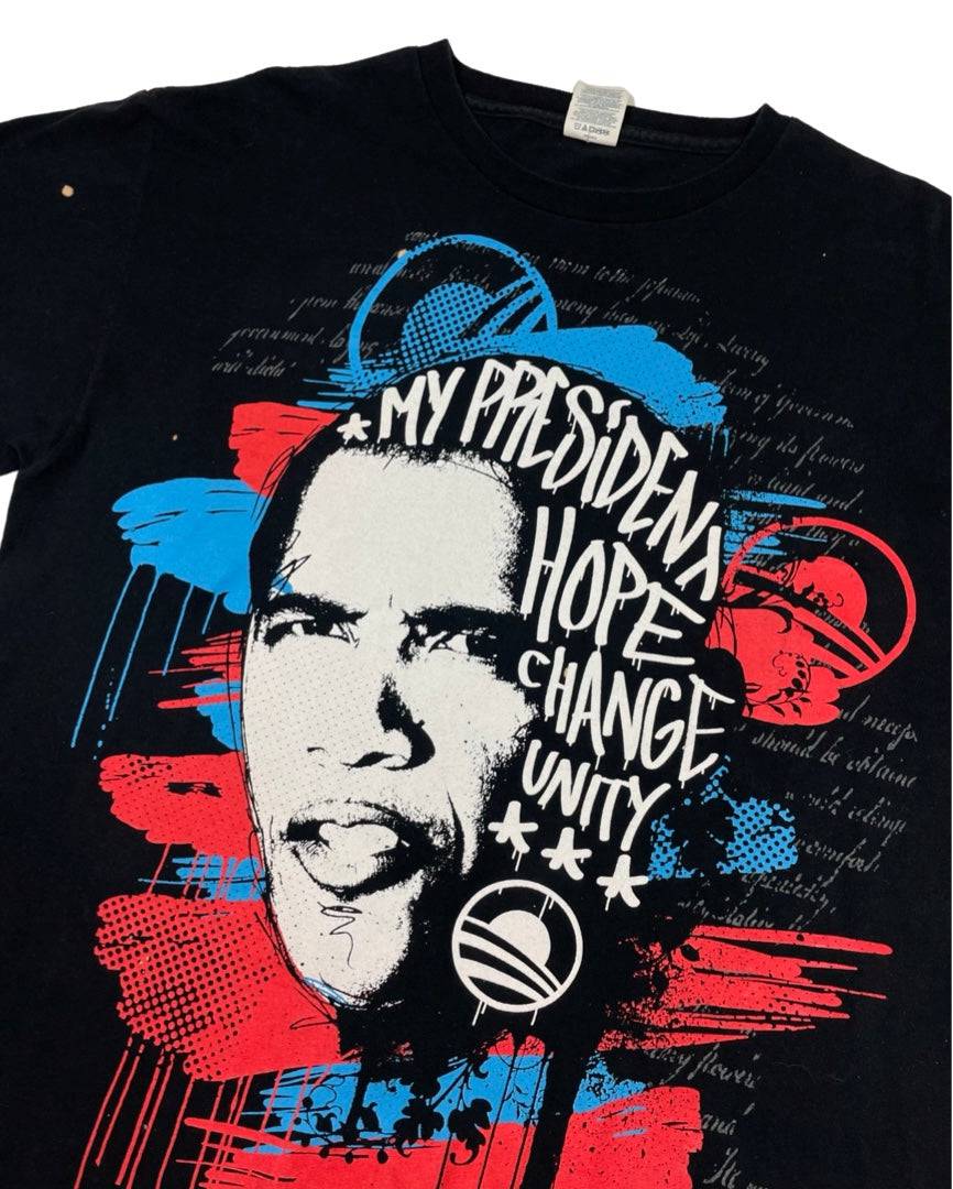00s Obama Rap Tee All Over Print - West Block Vintage
