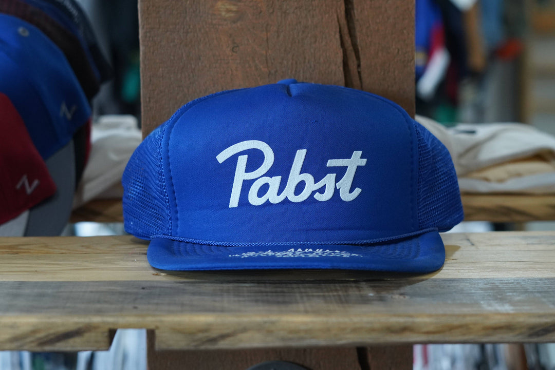 Vintage 80s Pabts Blue Ribbon Whiskey River Trucker - West Block Vintage