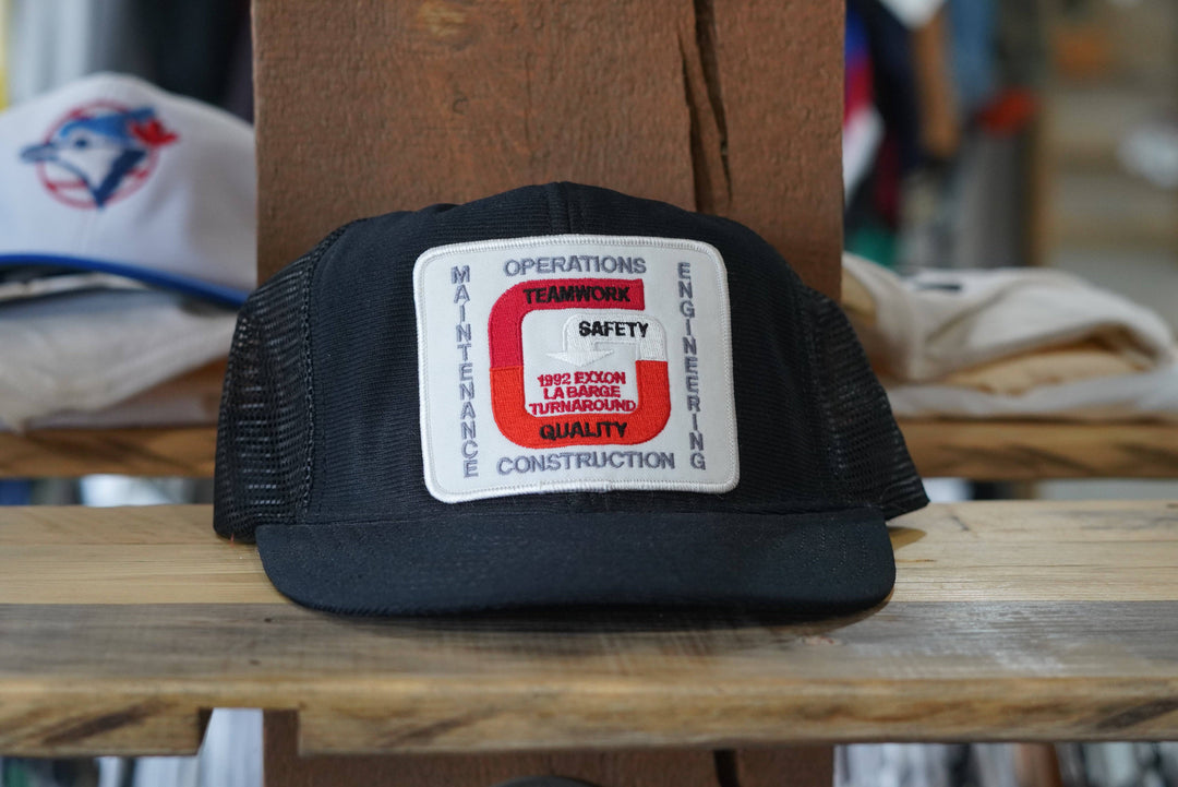 Deadstock 90s Exxon Operations Safety Patch Trucker - West Block Vintage