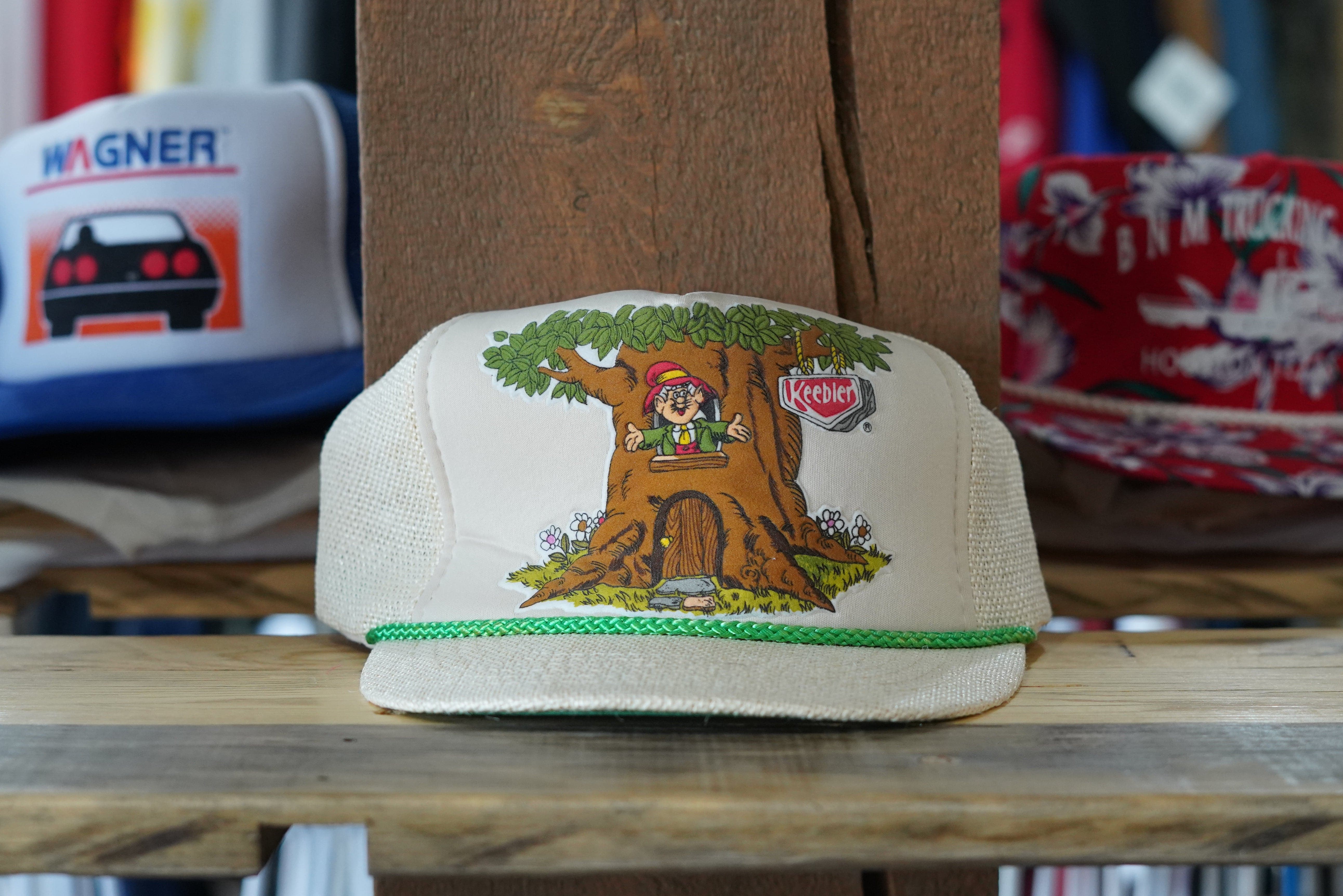 Vintage Keebler Elf Hat SnapBack Cream White Trucker - West Block Vintage