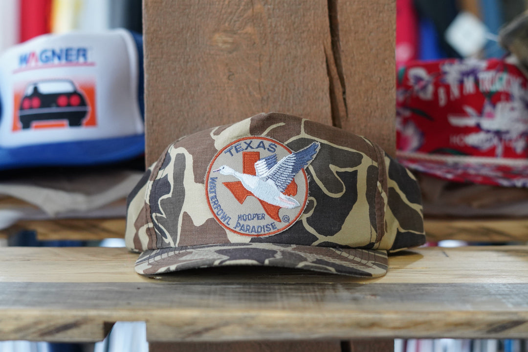 VTG Waterfowl Hat Snapback Trucker Cap Mens Camo Texas USA Made - West Block Vintage