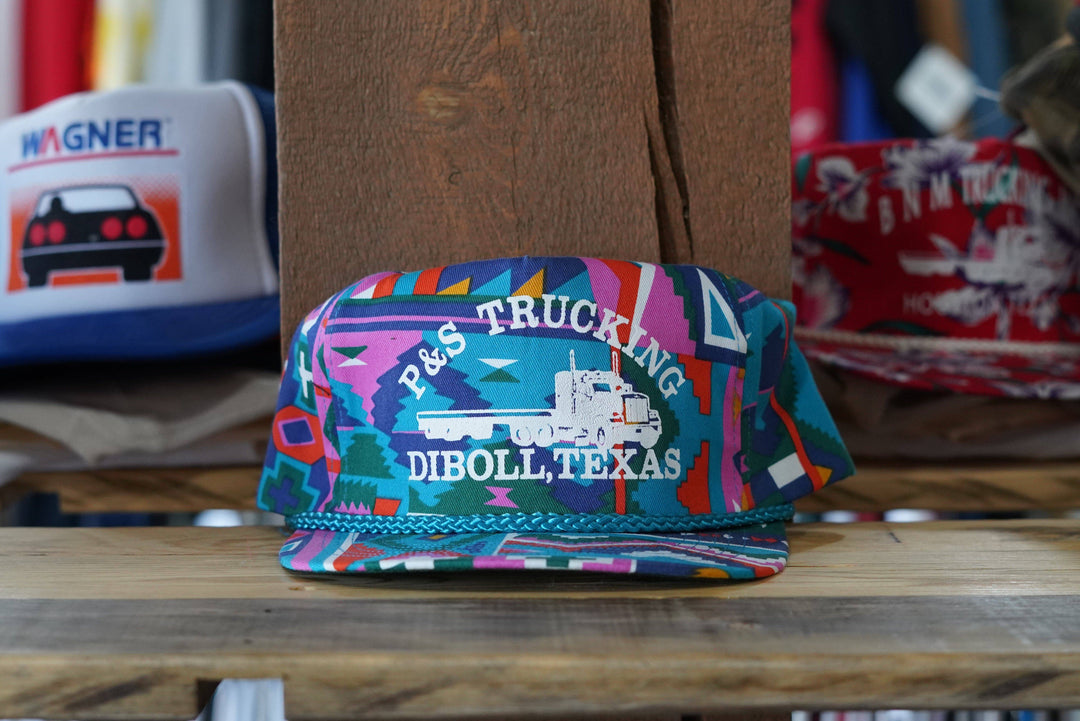 Vintage 90s P&S Trucking Aztec print rope snapback - West Block Vintage