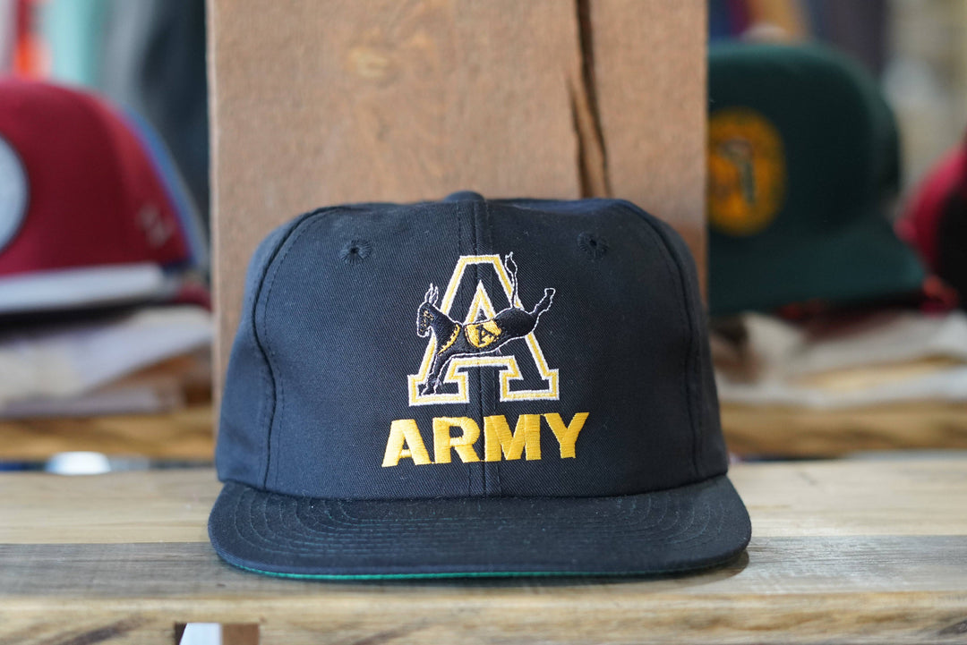 90s Snapback Hat - Army Embroidered Black - West Block Vintage