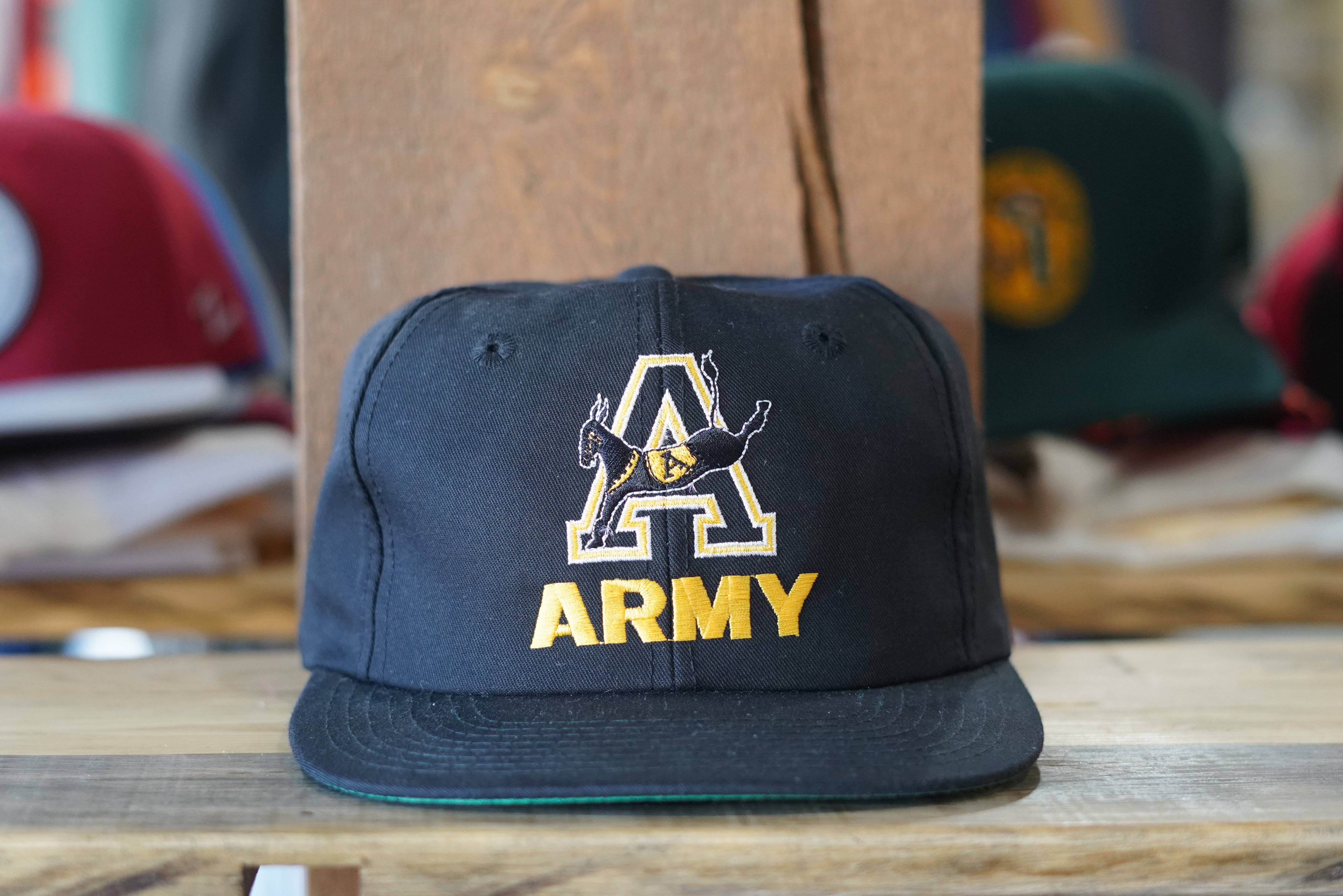 90s Snapback Hat - Army Embroidered Black - West Block Vintage