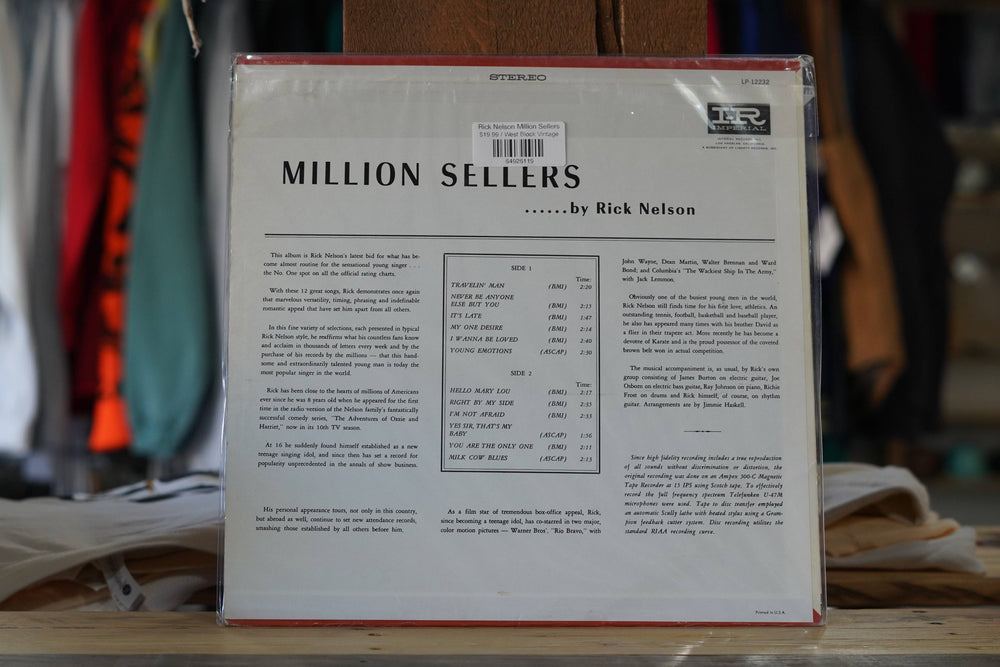 Rick Nelson Million Sellers - West Block Vintage