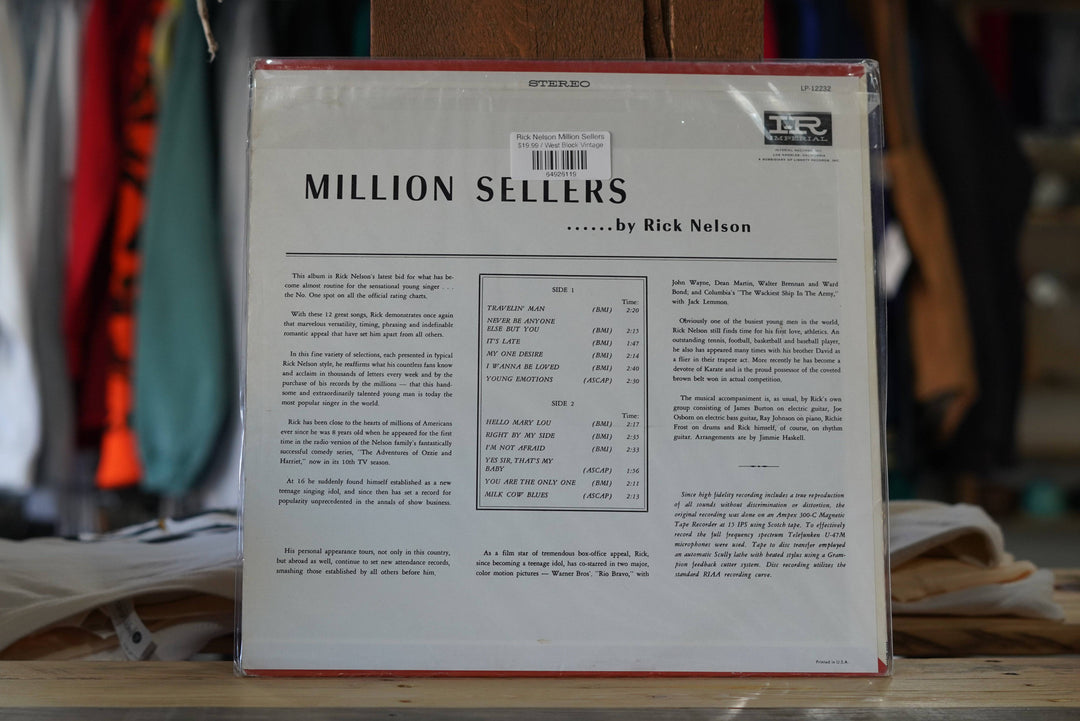 Rick Nelson Million Sellers - West Block Vintage