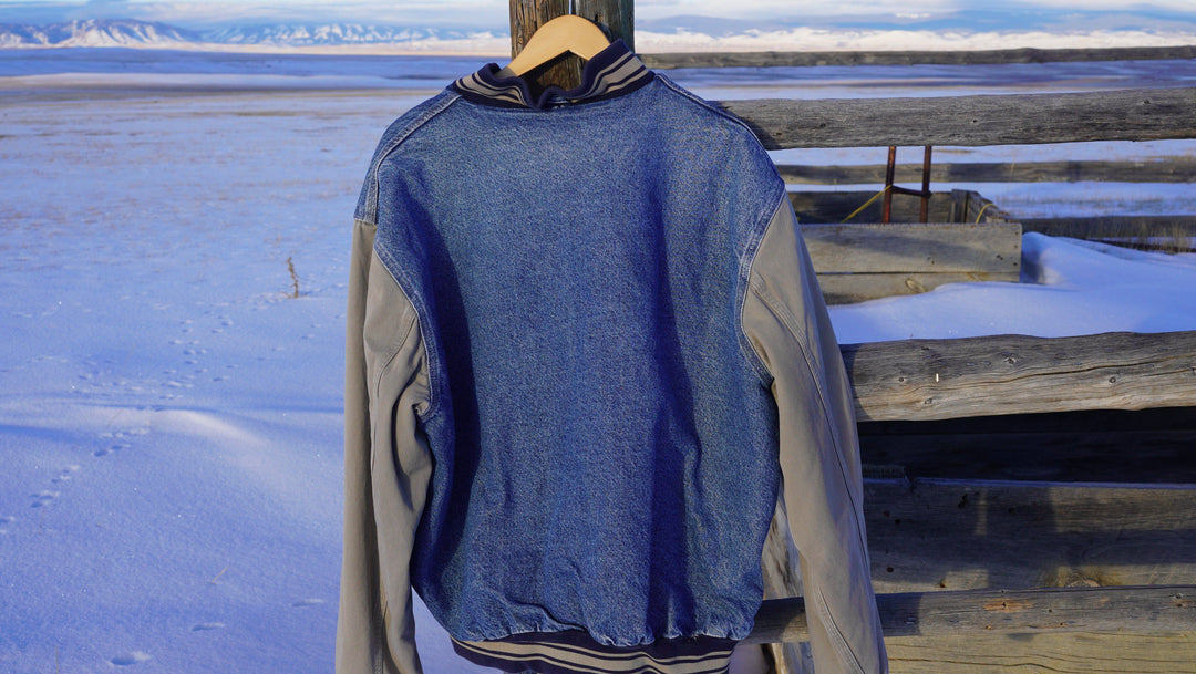 Vintage Union Made Carhartt Jacket Denim Blue and Tan (Very Rare) - West Block Vintage