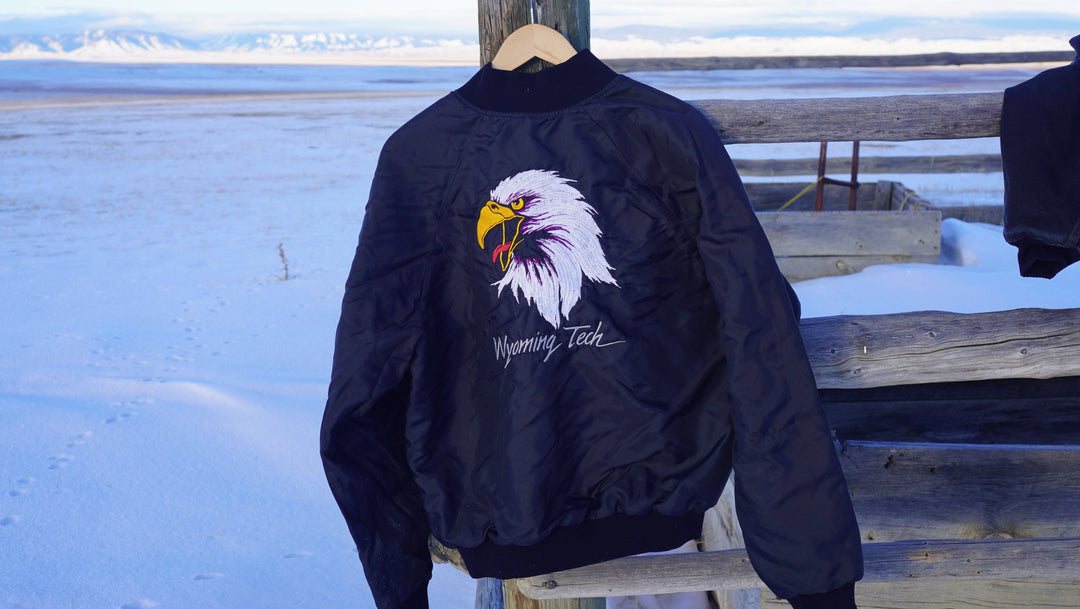 90s Wyoming Tech Satin Bomber Jacket - West Block Vintage