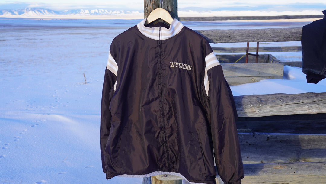 Y2K 00s Wyoming Cowboys Reversible Jacket Grey/Brown - West Block Vintage