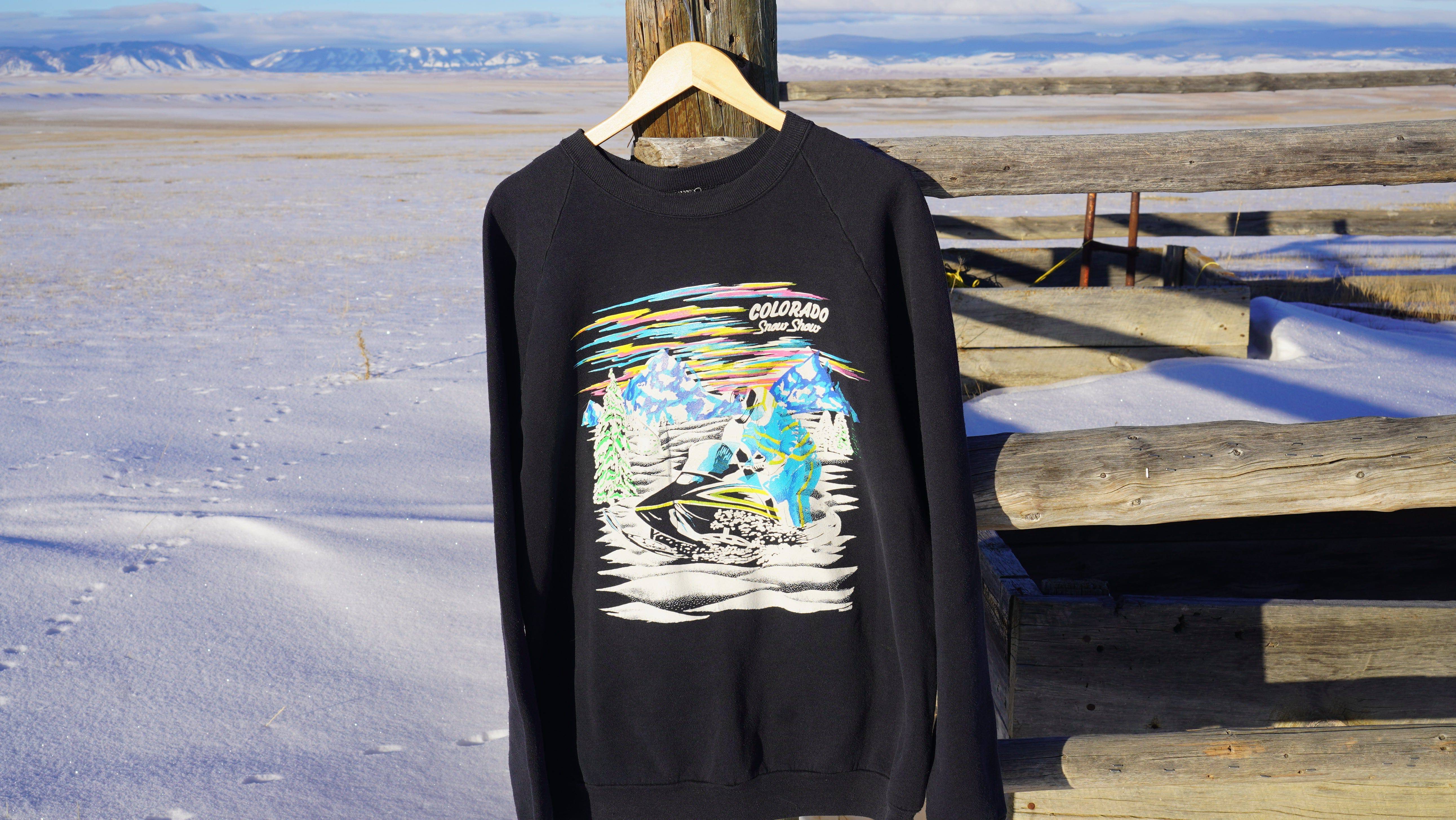 90s Vintage Colorado Snowmobile Show Crewneck Sweatshirt - West Block Vintage