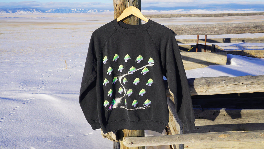 90s Vintage West Yellowstone Montana Snowmobile Crewneck Sweatshirt - West Block Vintage