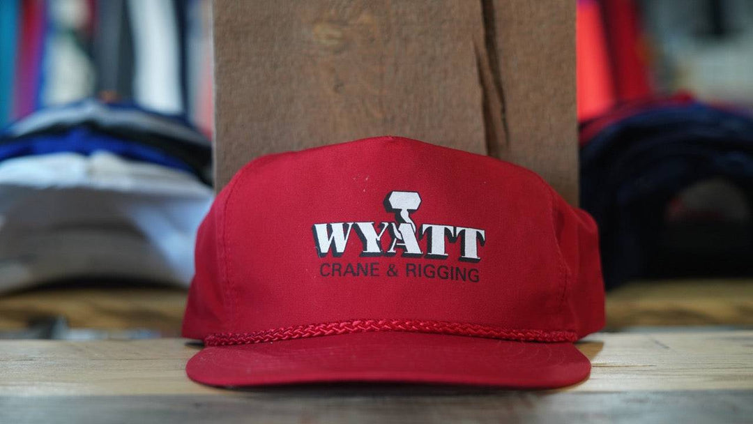 90s Vintage Trucker Rope Hat- Wyatt Crane & Rigging Leather Snap - West Block Vintage
