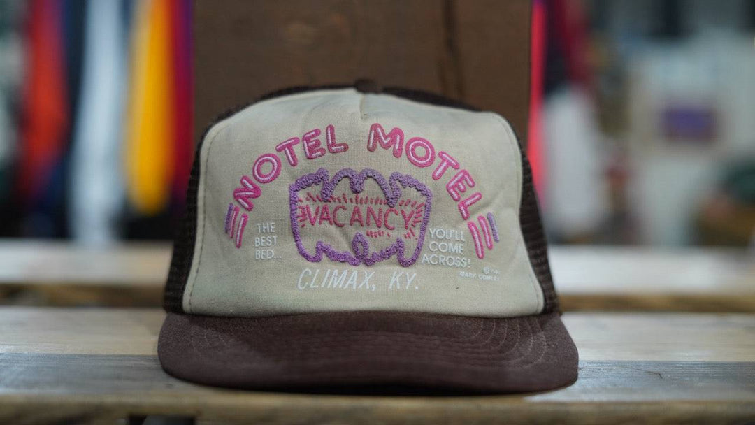 1980s Vintage Trucker Rope Hat - Motel Vacancy Climax Kentucky Snapback - West Block Vintage