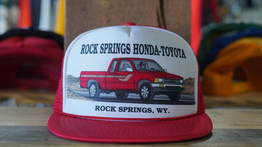 1980s Vintage Mesh Trucker Hat- Honda-Toyota Wyoming Dealership Snapback - West Block Vintage