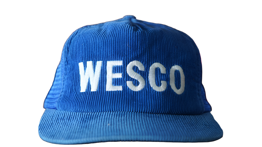 1980s Vintage Corduroy Mesh Trucker Hat - Wesco Western Hat - West Block Vintage