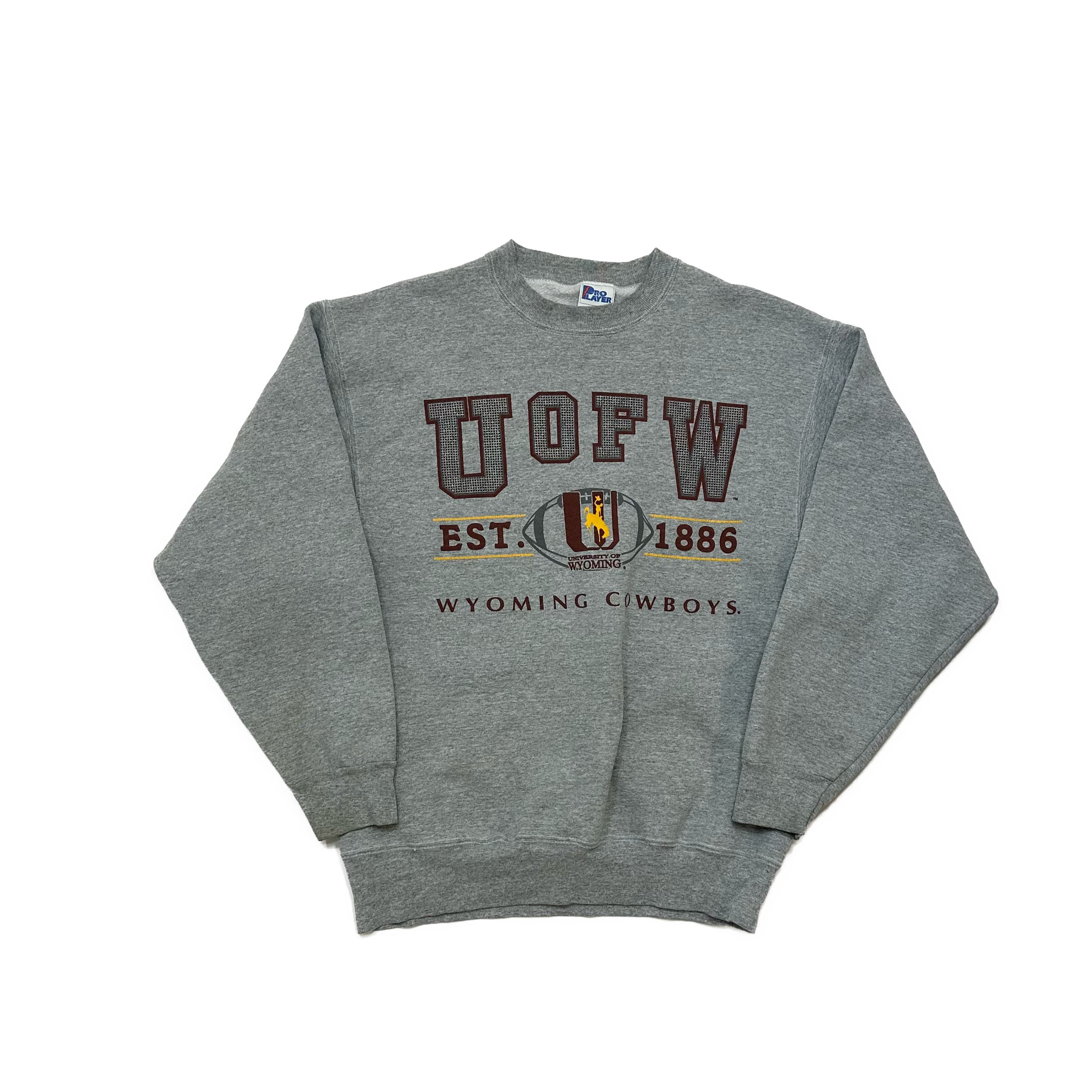 90s Wyoming Cowboys Crewneck Sweatshirt- Pro player - West Block Vintage