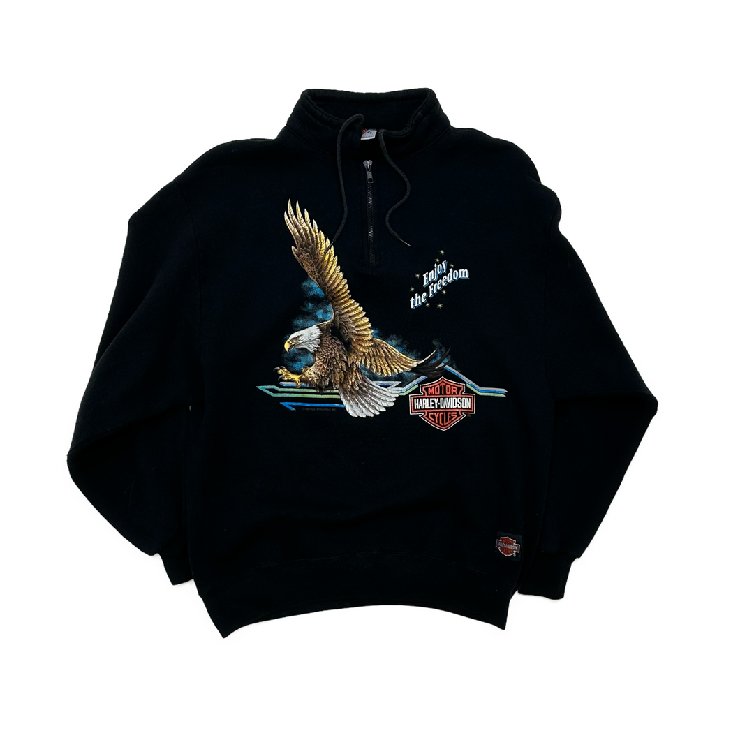 80s Harley Davidson Quarter Zip Sweatshirt - West Block Vintage