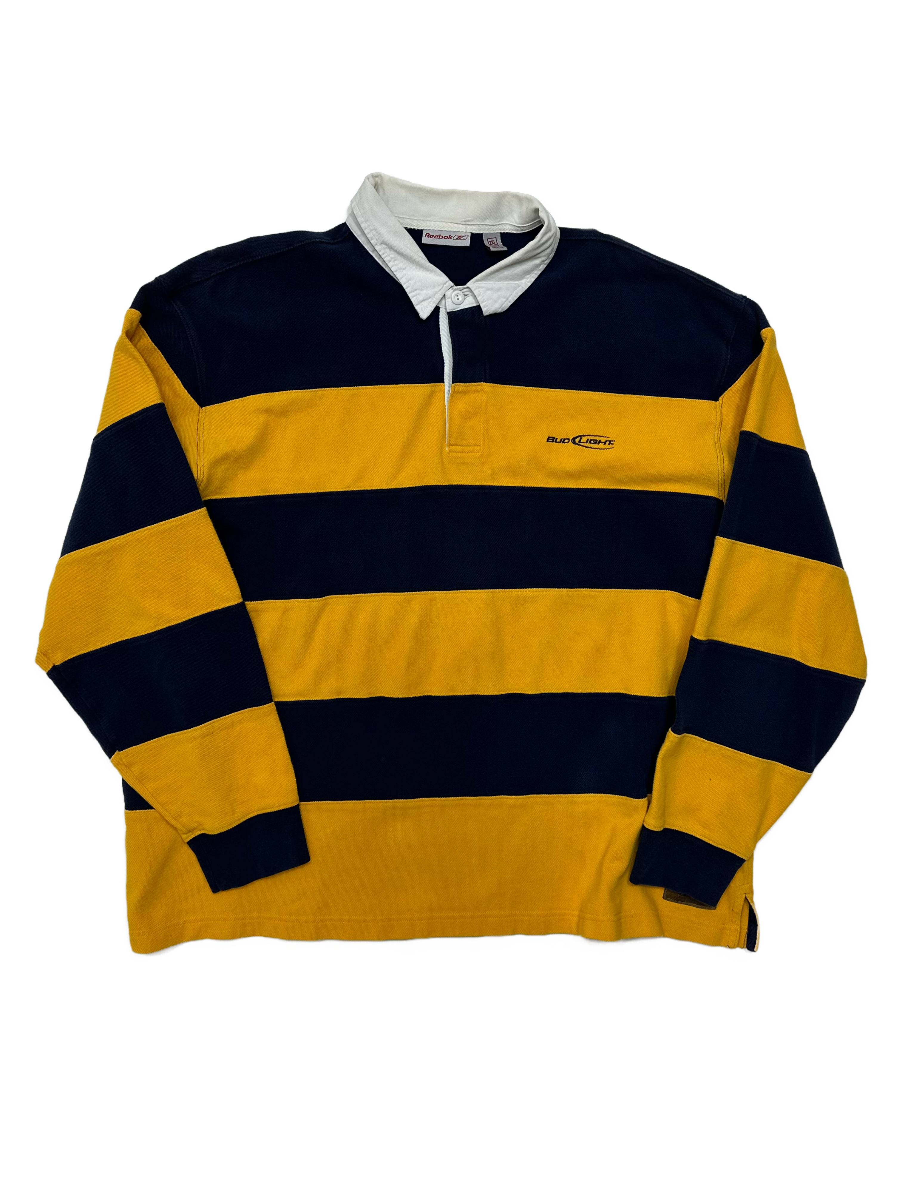 00s Fashion Bud light Striped Rugby Polo - West Block Vintage