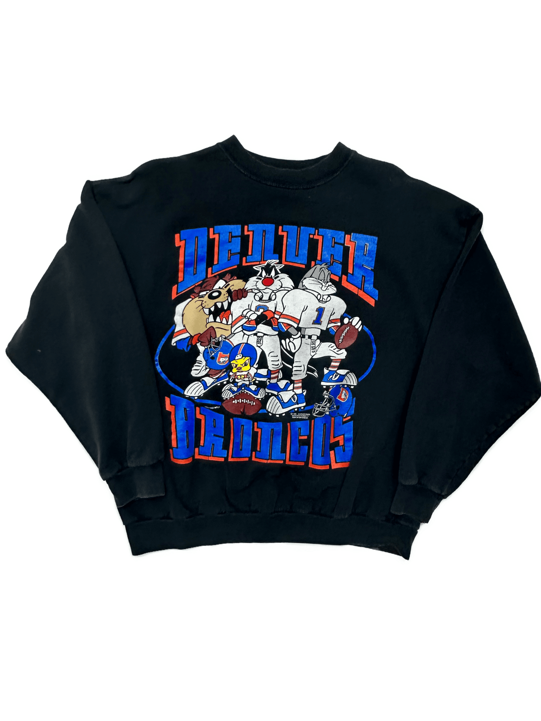 Denver Broncos Looney Tunes Crewneck Sweatshirt - 1993 - West Block Vintage