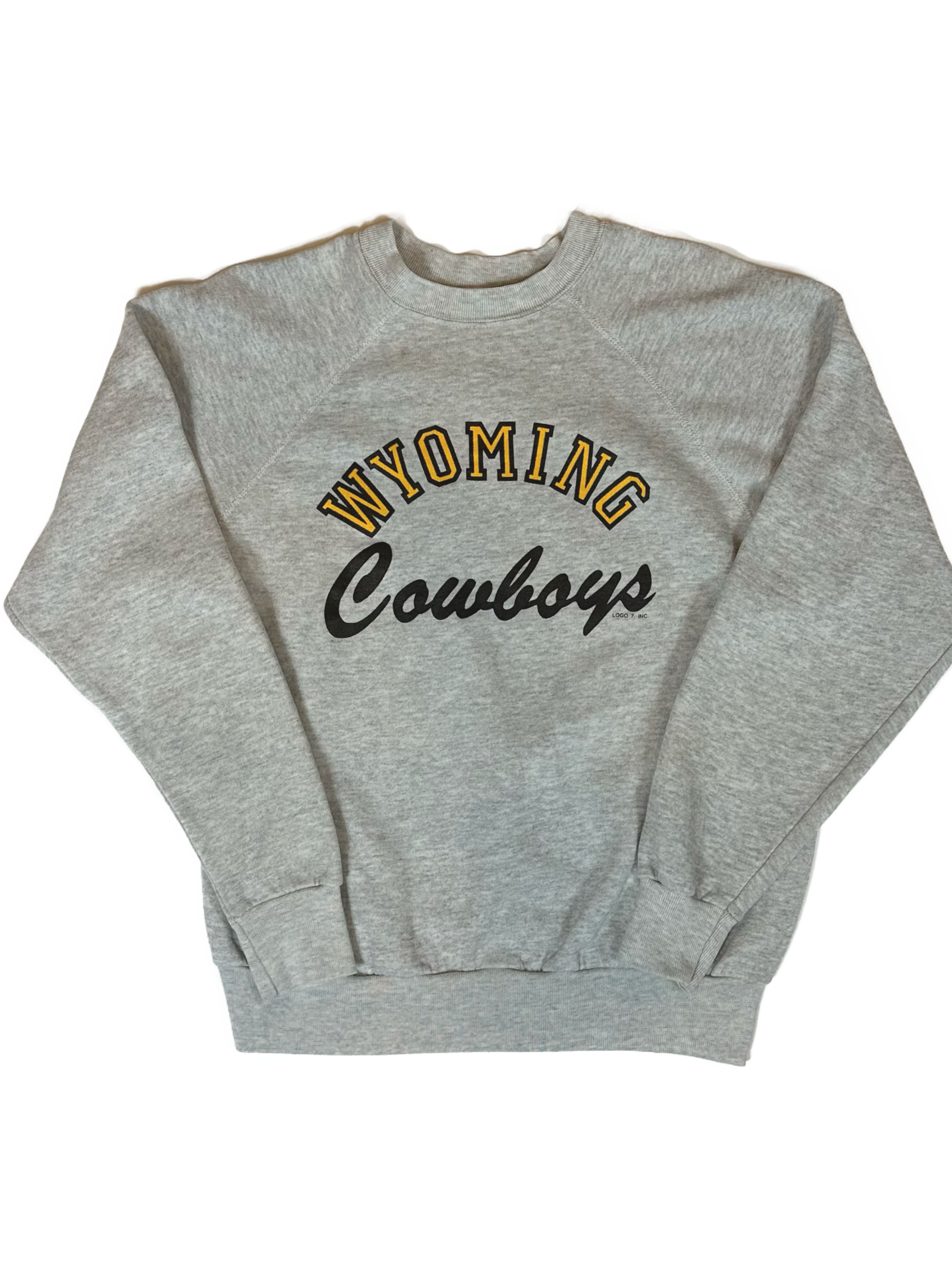 80s Crewneck Sweatshirt - Wyoming Cowboys Spell Out - West Block Vintage