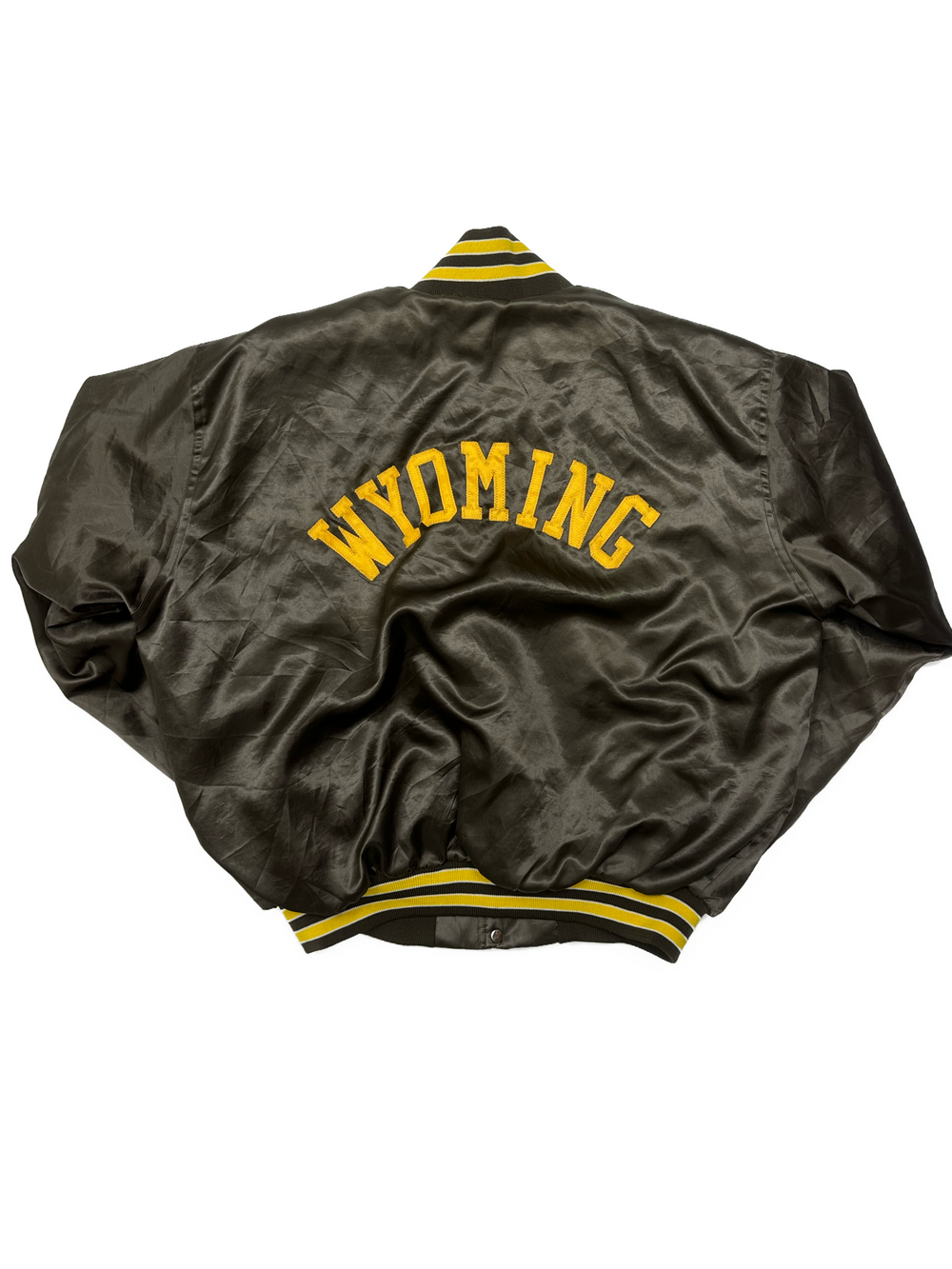 80s Wyoming Cowboys Satin Bomber Jacket - West Block Vintage