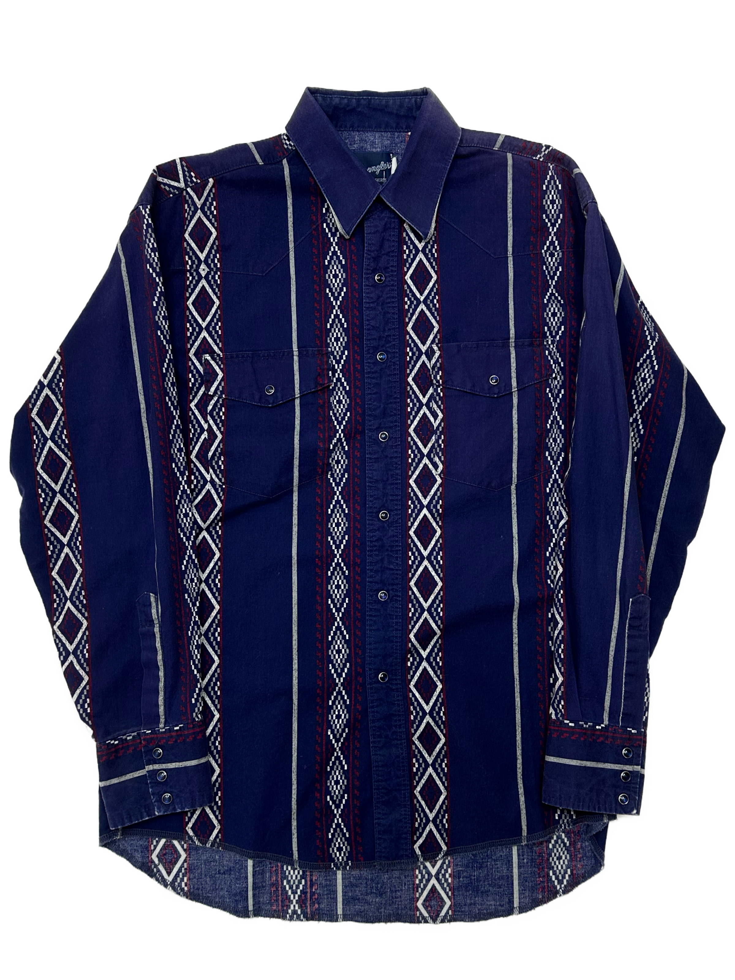 Vintage Wrangler Pearl Snap Aztec Long Tail - West Block Vintage