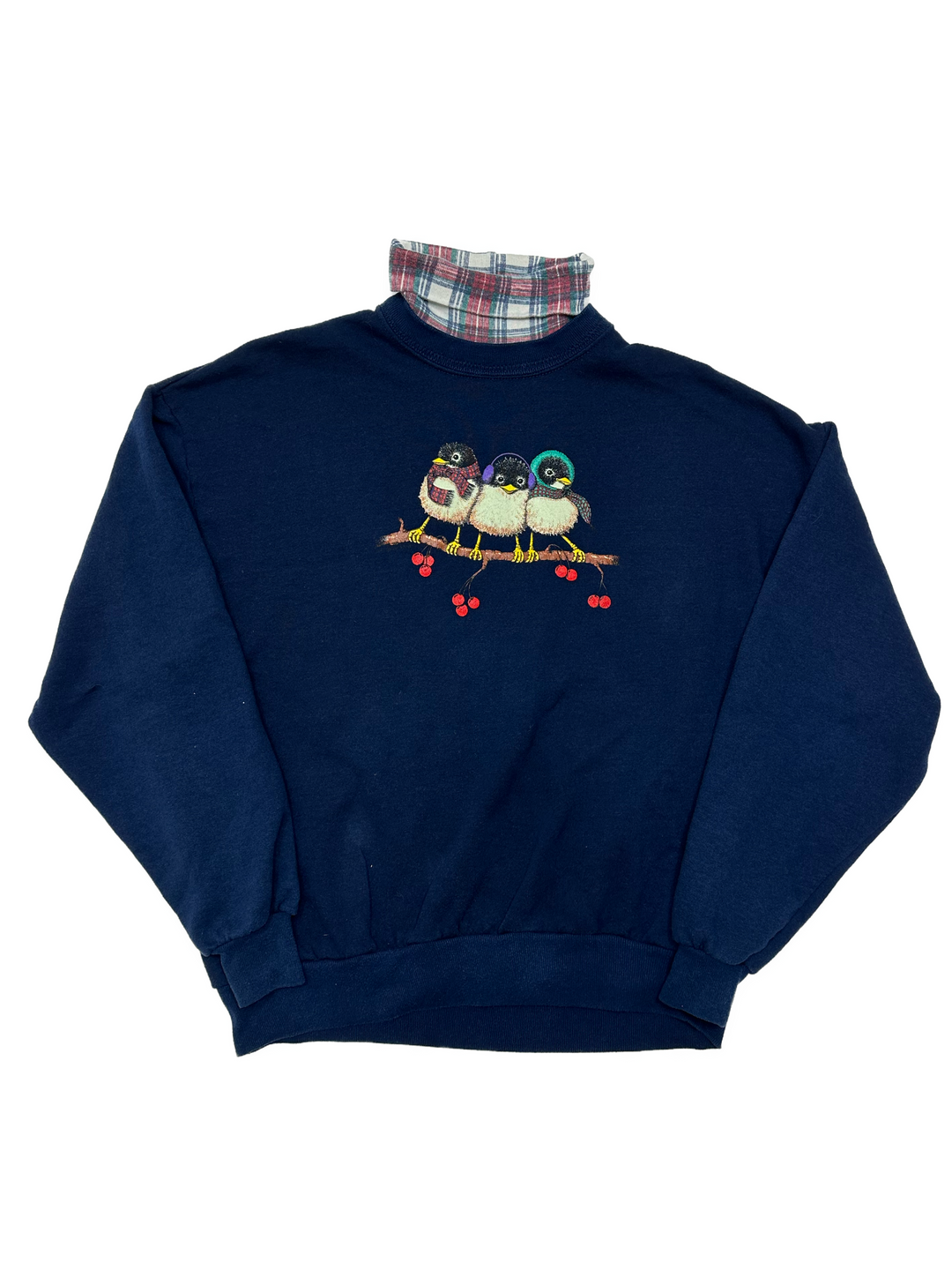 90s Fashion Bird Turtle Neck Crewneck Sweatshirt - West Block Vintage