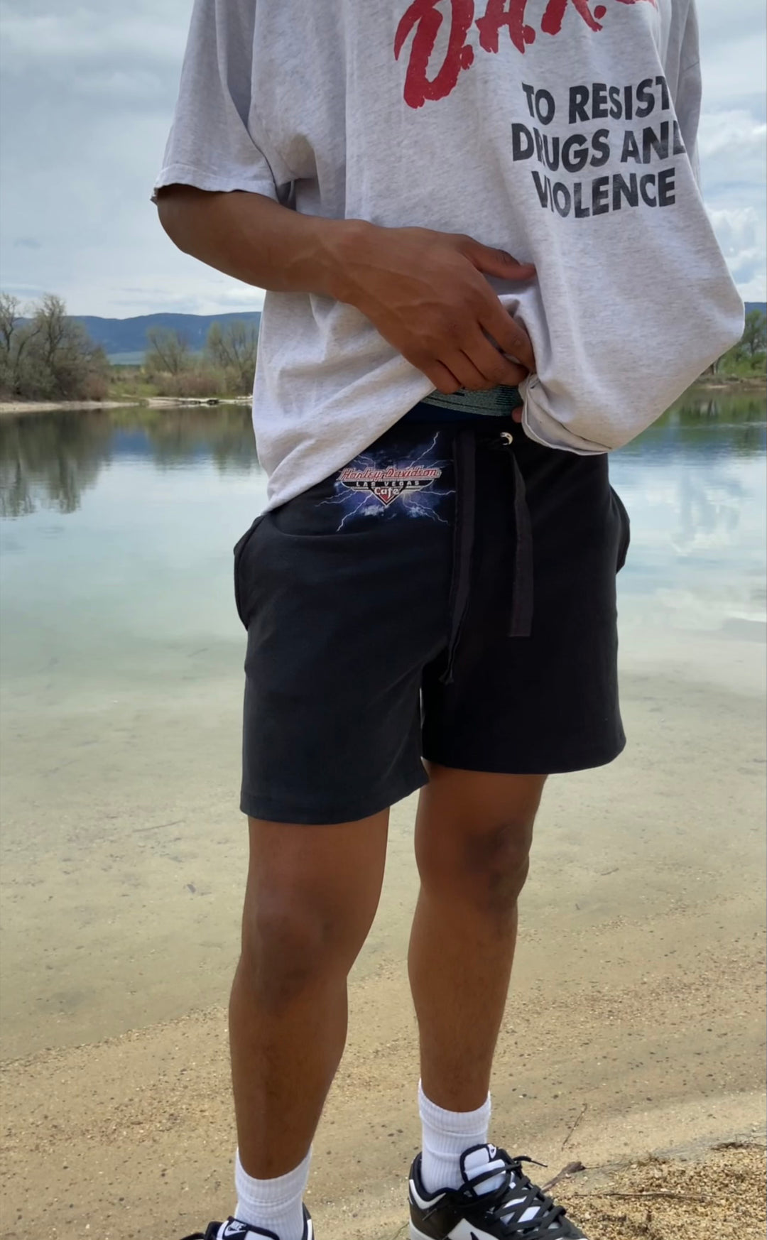 Garms Vintage Reworked Shorts- Harley Davidson Shorts 34s - West Block Vintage