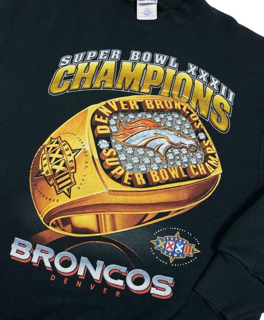 90s Crewneck Sweatshirt- Broncos Championship Ring - West Block Vintage