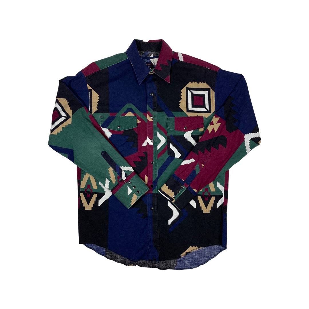 VIntage Wrangler Aztec Pearl Snap - West Block Vintage