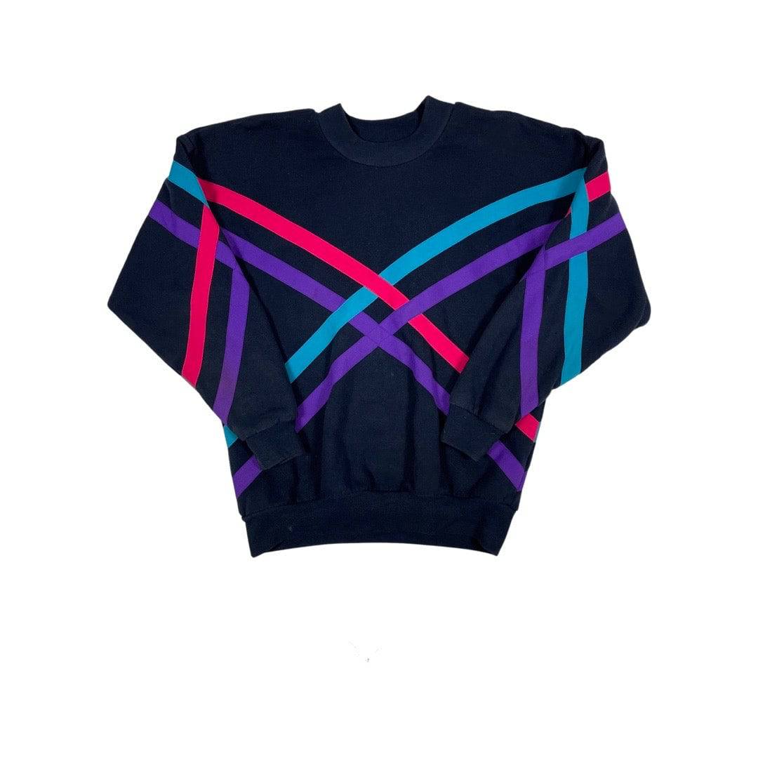 80s Neon Striped Sweatshirt - West Block Vintage