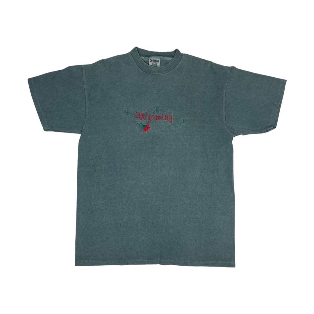 Vintage 90s Faded Green Wyoming Tee - West Block Vintage