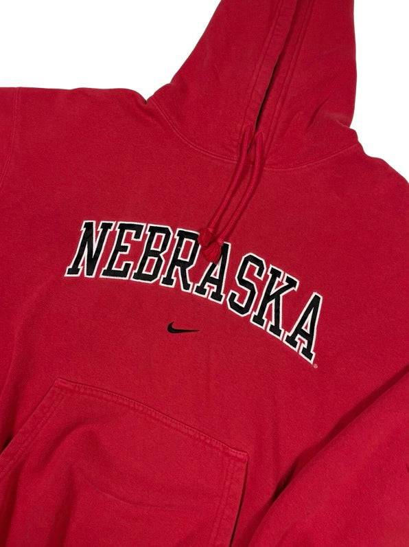90's Nike Center Check Nebraska Hoodie Sweatshirt - West Block Vintage