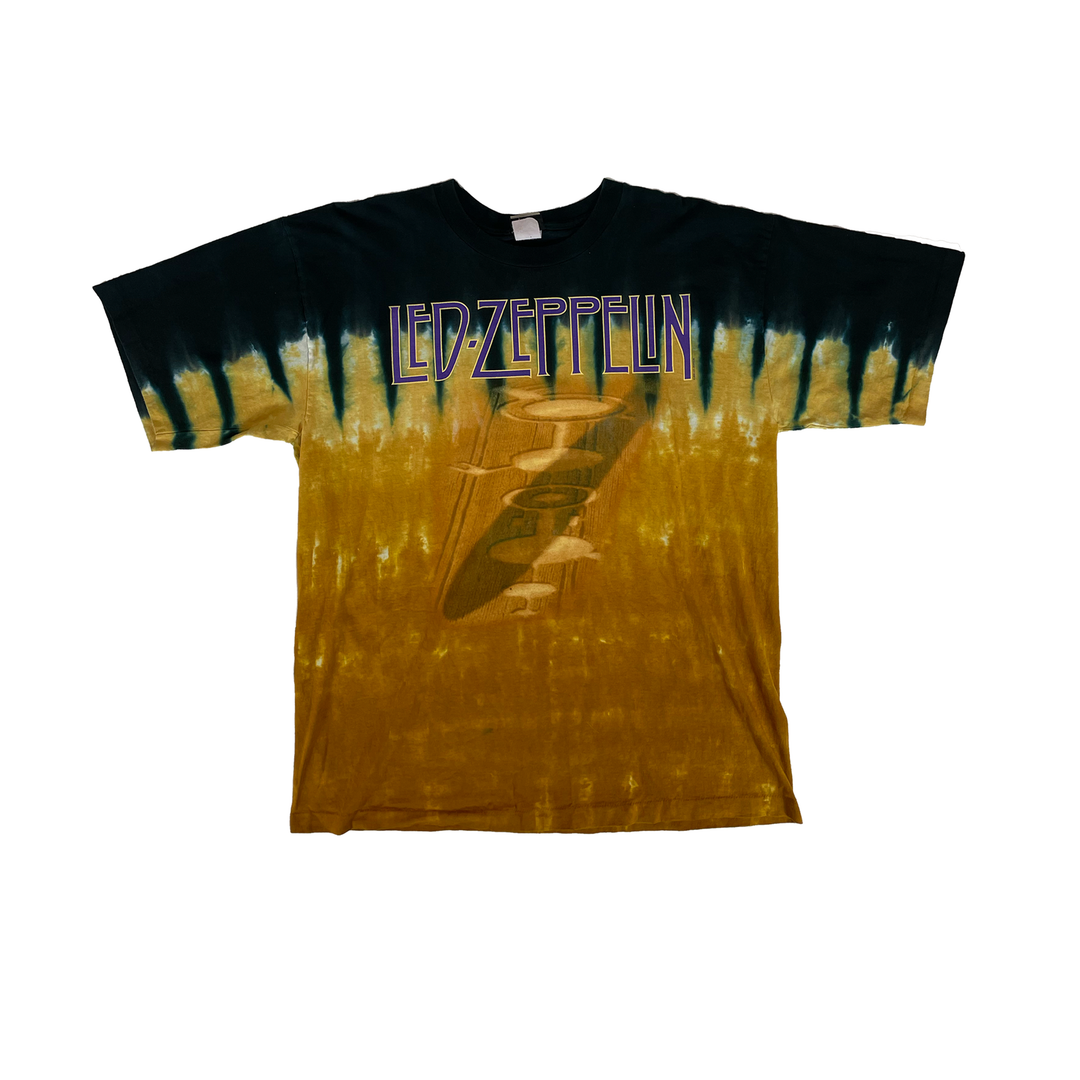 VTG Liquid Blue Tye Dye Led Zeppelin Graphic Tee - West Block Vintage