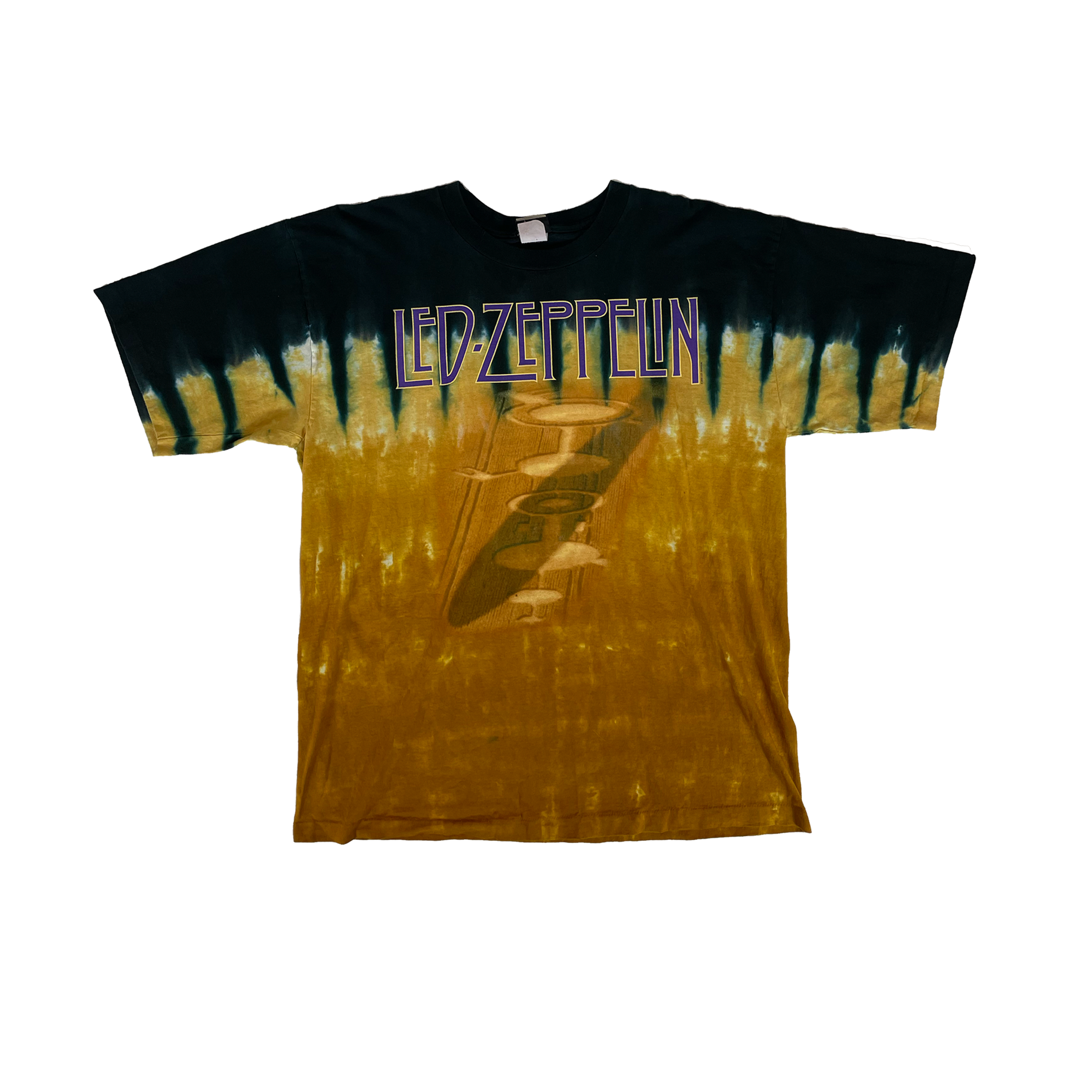 VTG Liquid Blue Tye Dye Led Zeppelin Graphic Tee - West Block Vintage